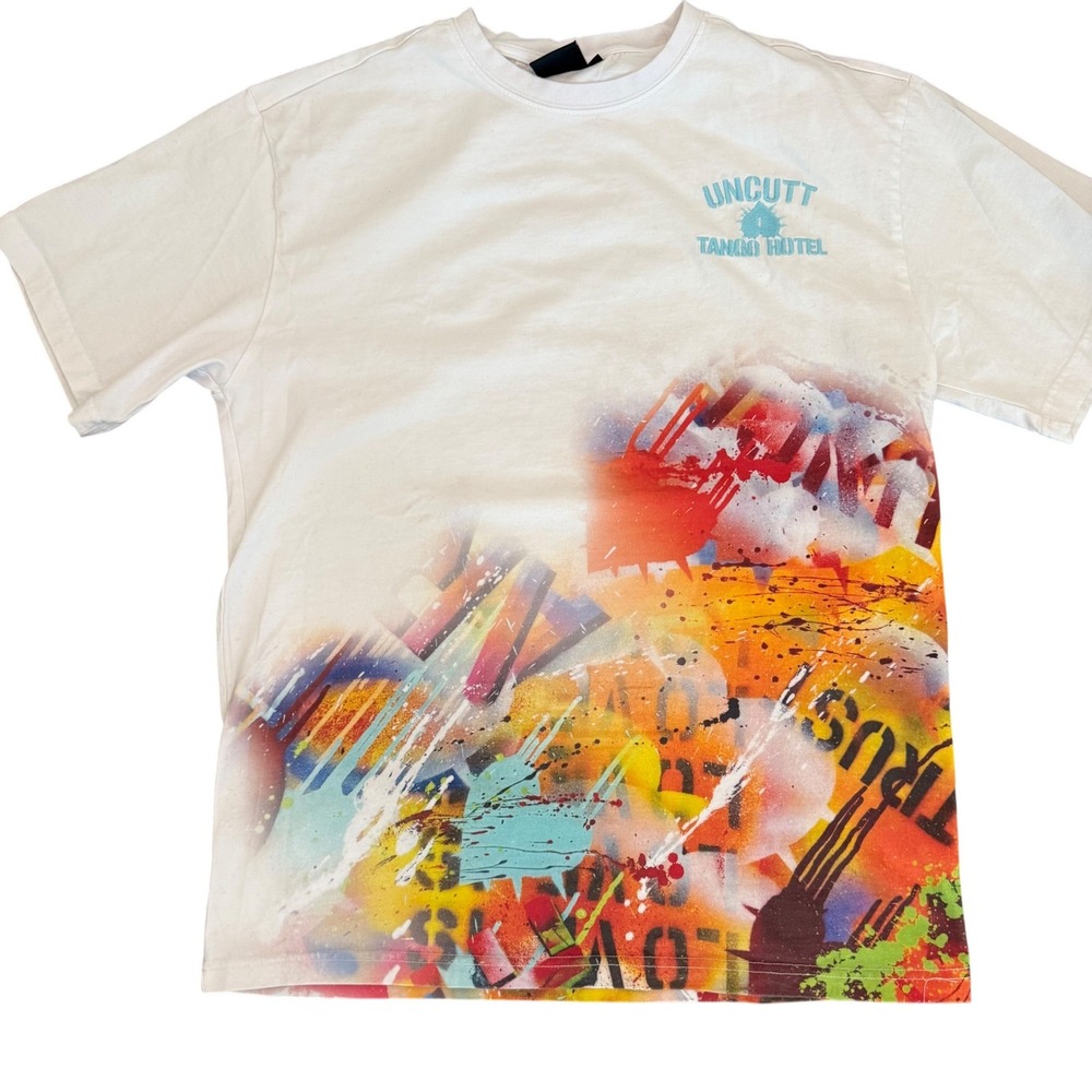 Uncutt x Tango Hotel Graphic T Shirt Mens Sz L Street Art Graffiti Embroidered